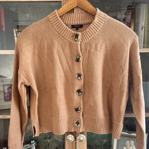 Quince 100% Organic Cotton Cropped Cardigan in Camel
